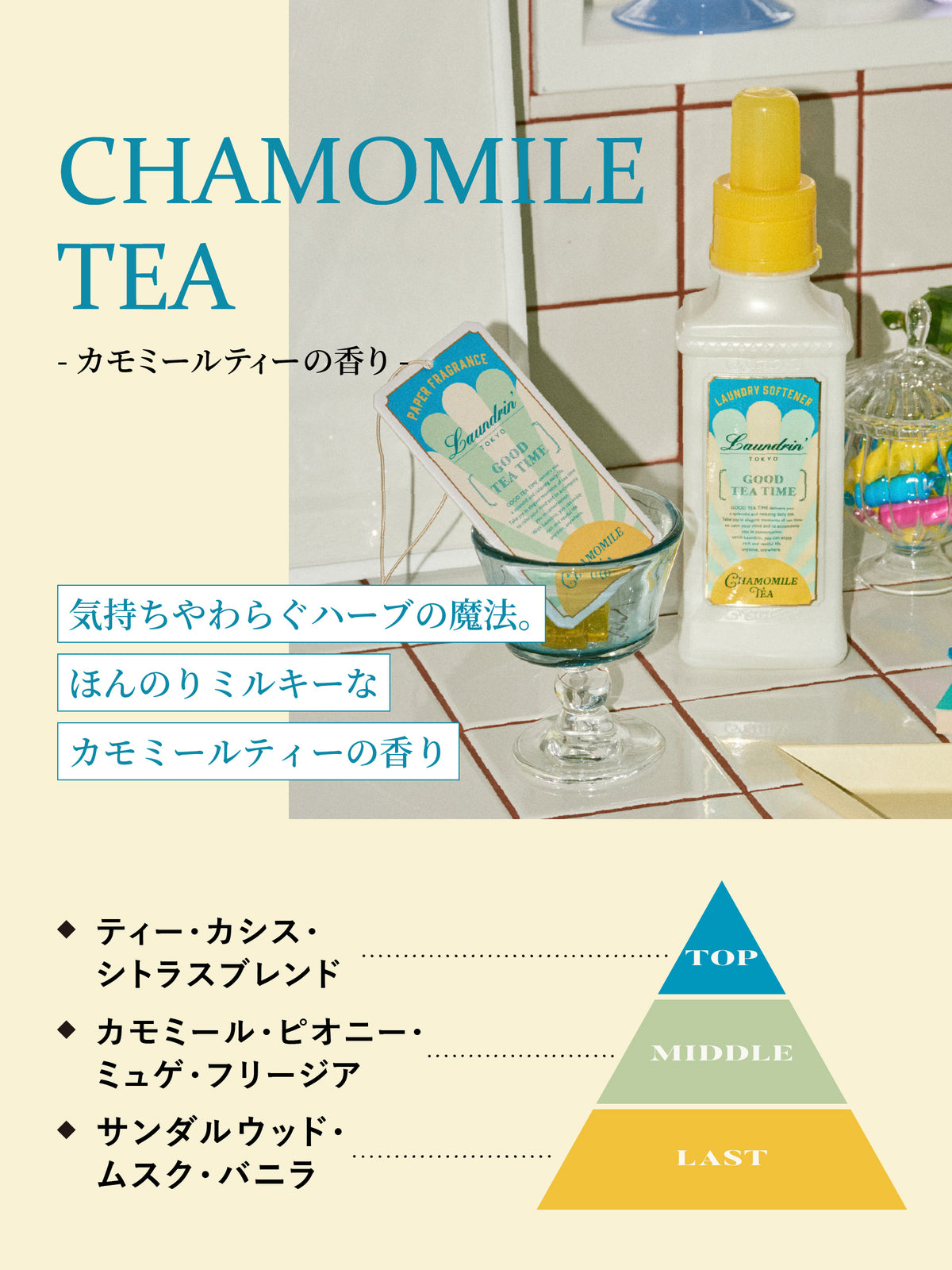 【限定リーフレット付き】柔軟剤+ファブリックミスト カモミールティーの香り 600ml+300ml ランドリン