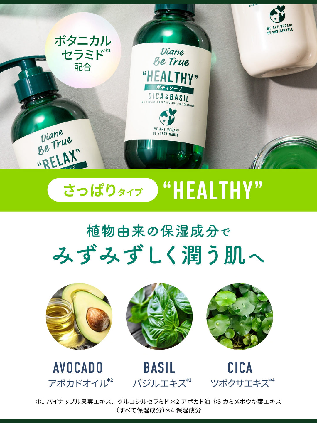 ダイアン ビートゥルー ボディソープ CICA×バジル パワーグリーンサラダ ボディソープ [さっぱり] パワーグリーンサラダの香り ダイアン ビー