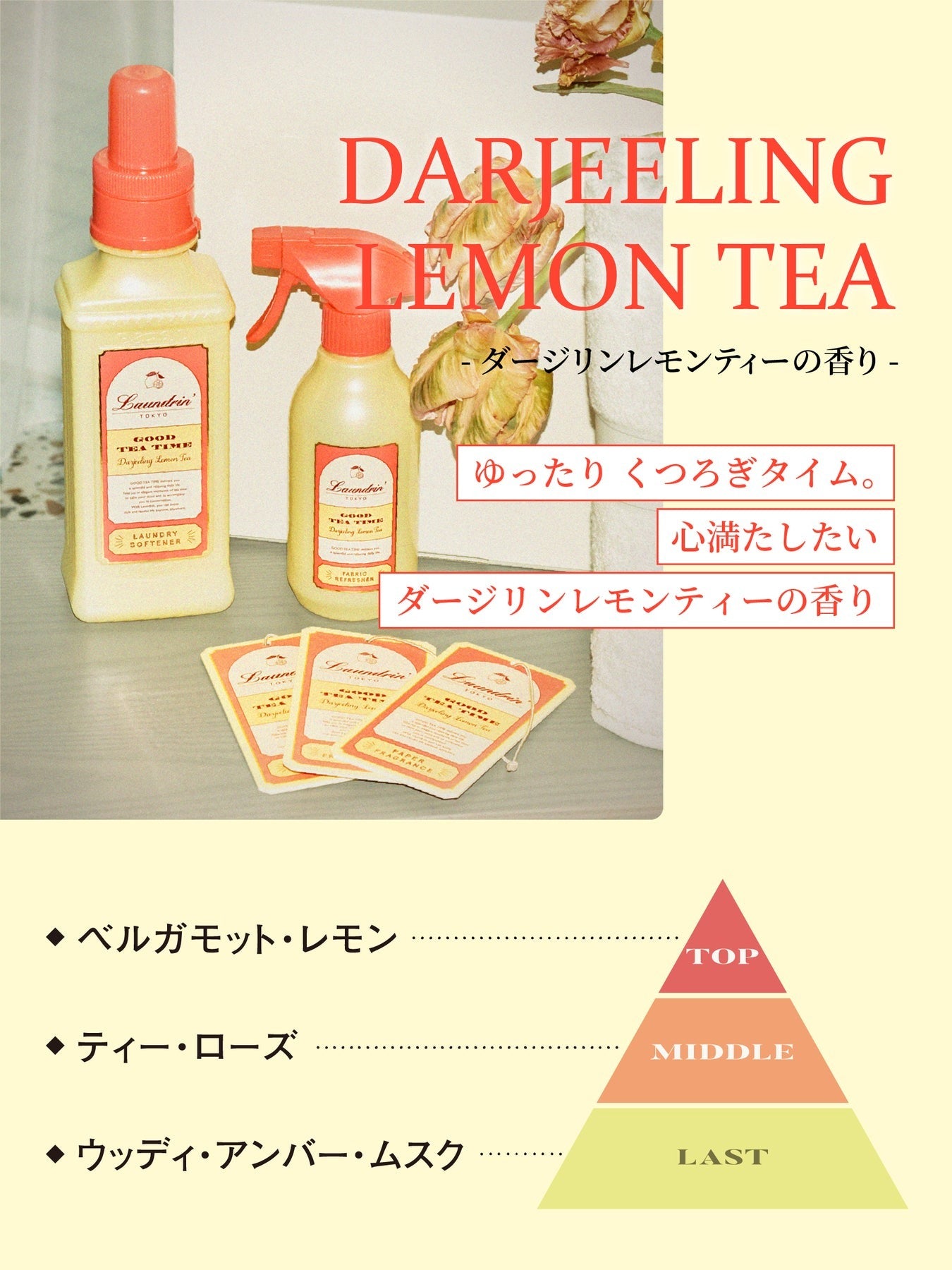 ランドリン TEAフレグランス キャンドル&ペーパーフレグランスアソート4枚 計5点セット ダージリンレモンティーの香り