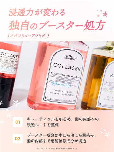 【お試し1回分】コラーゲン ブースター シャンプー＆トリートメント [モイスチャー＆スカルプ] ベルガモットアロマの香り 10ml×2 マイブースターズ