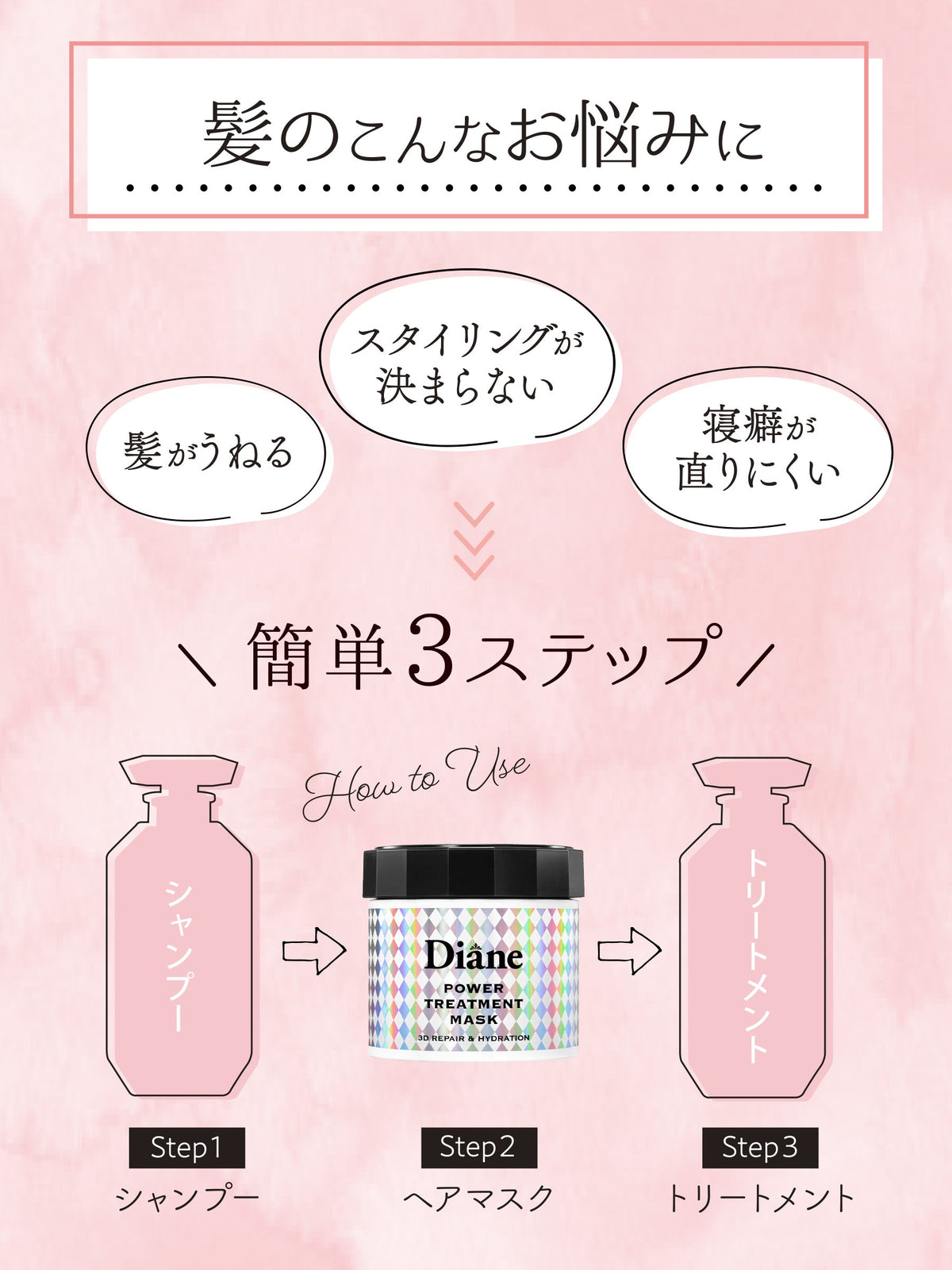 パワートリートメントマスク [ハイダメージヘアも集中補修] 爽やかな甘さのシャイニームスクの香り ダイアン 230g