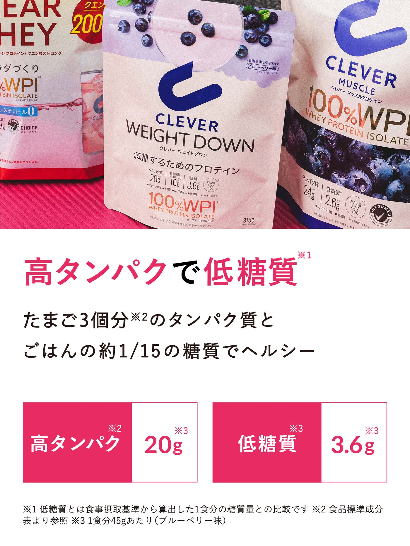 プロテイン [1食置き換えダイエット 100%WPI] ブルーベリー味 クレバー ウエイトダウン 315g