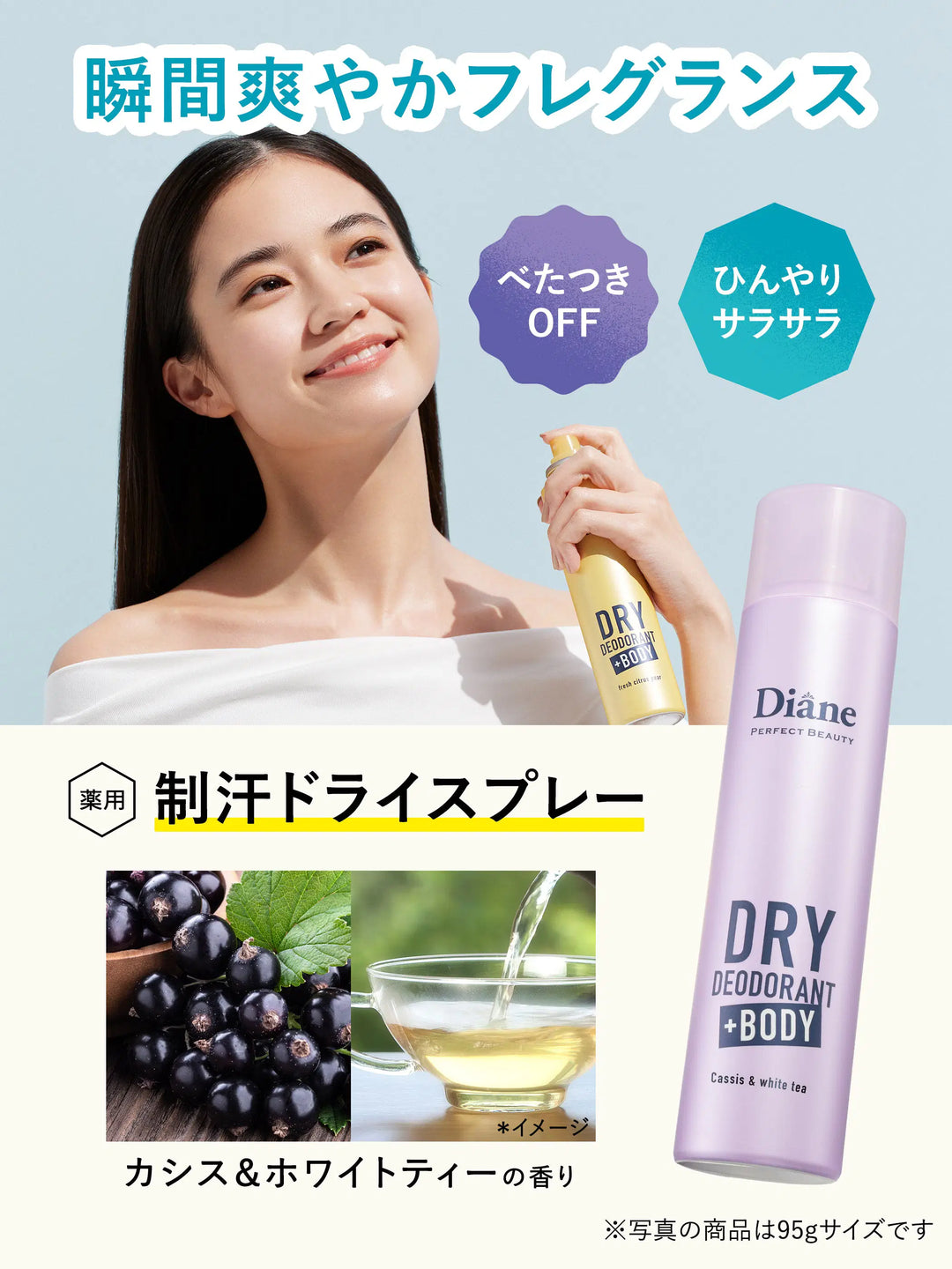 薬用デオドラントドライスプレー カシス＆ホワイトティーの香り【医薬