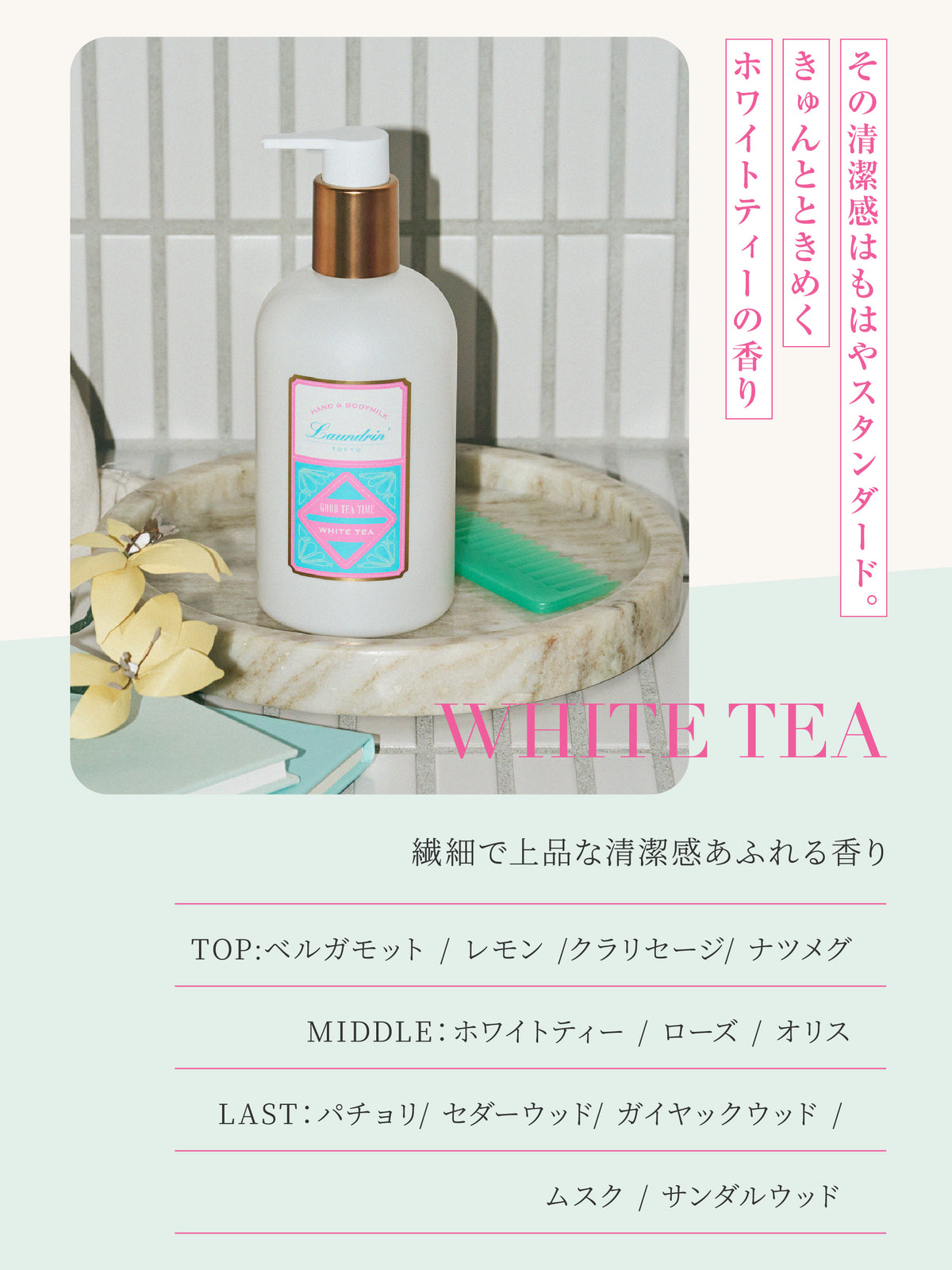 TEA アロマティック ボディミルク ホワイトティーの香り 320ML ランドリン