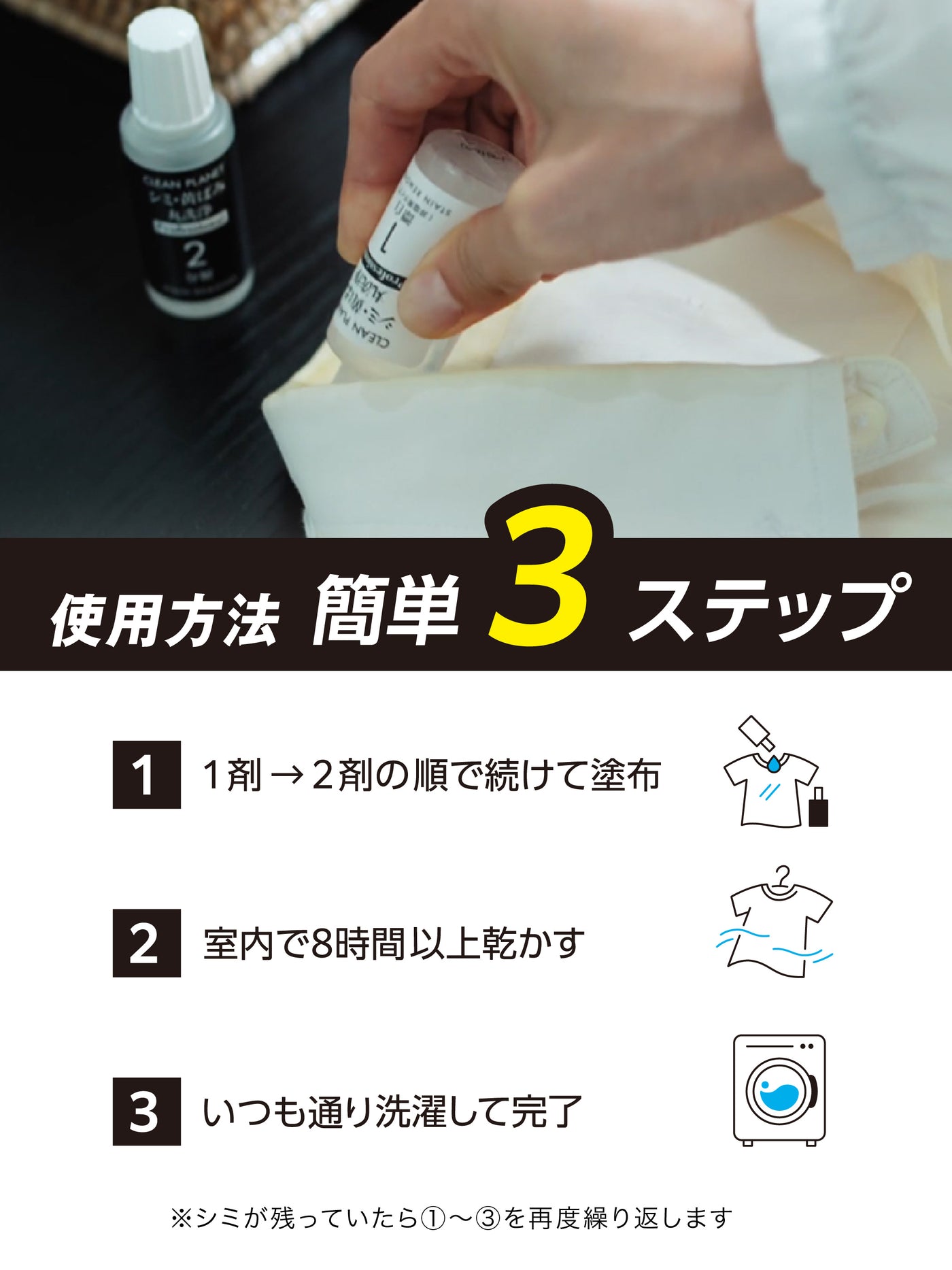 シミ・黄ばみ丸洗浄 Professional クリーンプラネット 1剤20ml 2剤20ml