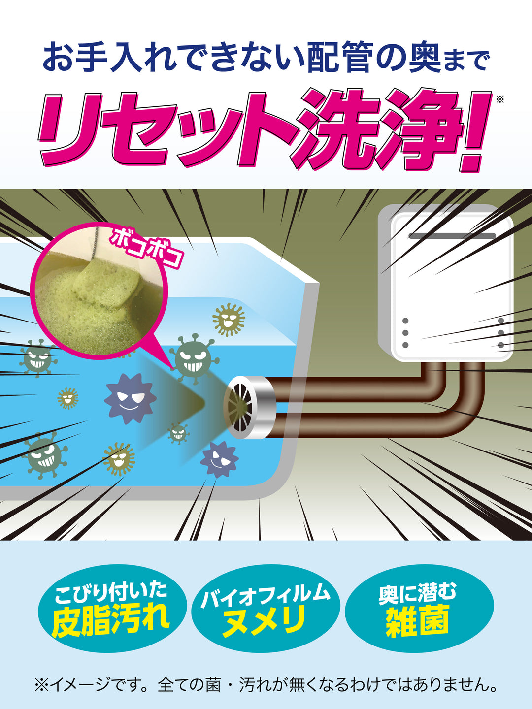浴槽の配管 丸洗浄 Professional クリーンプラネット 1剤100g 2剤100g