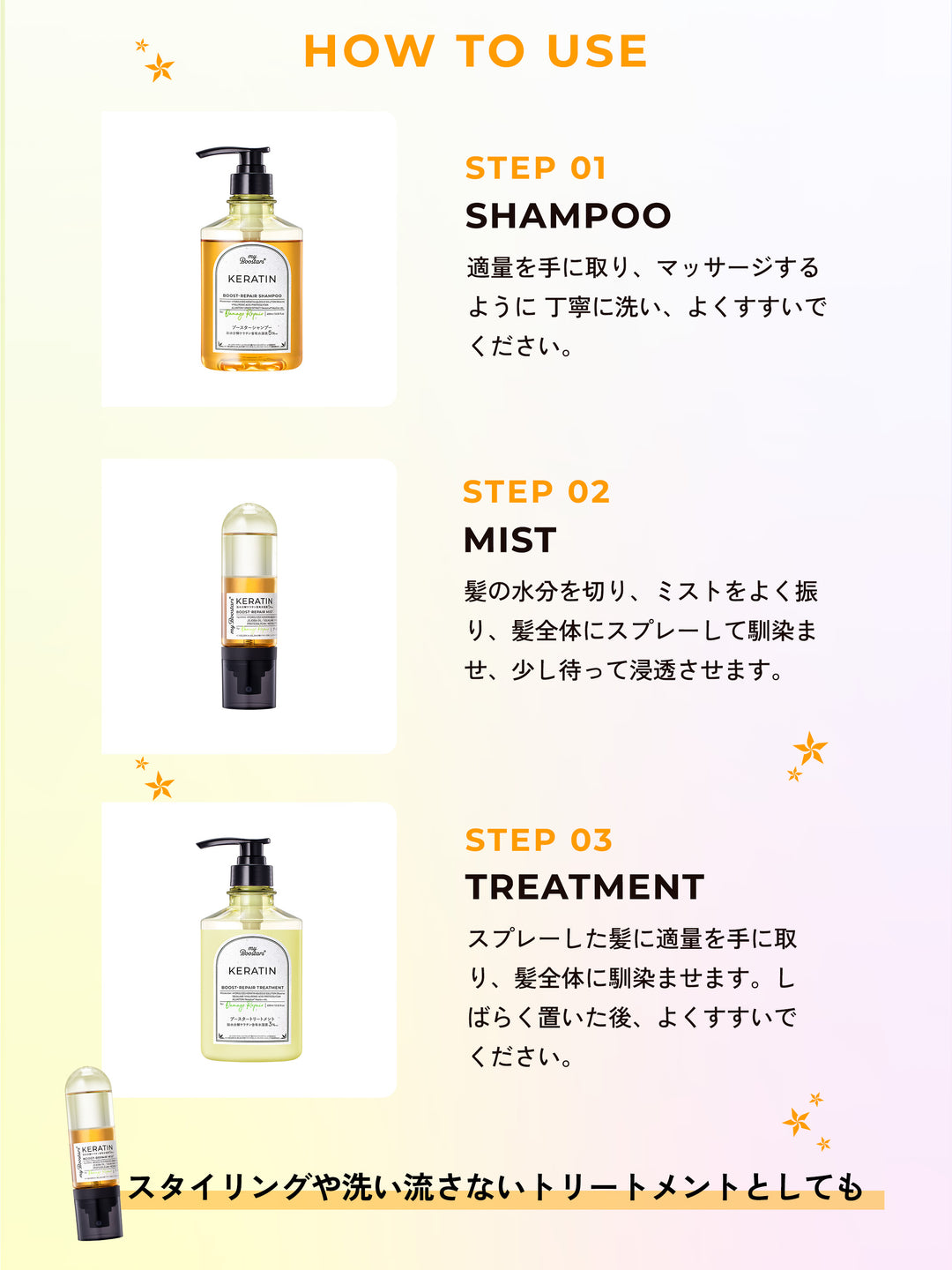 ケラチン ブースター [ダメージリペア] 3点セット シトラス
