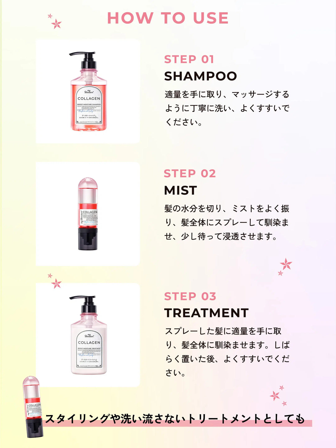 コラーゲン ブースター [モイスチャー＆スカルプ] 3点セット