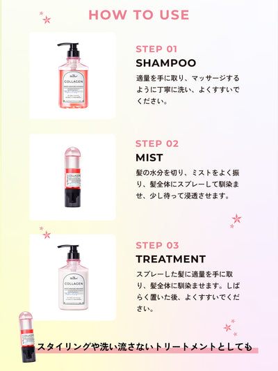 【お試し1回分】コラーゲン ブースター シャンプー＆トリートメント [モイスチャー＆スカルプ] ベルガモットアロマの香り 10ml×2 マイブースターズ
