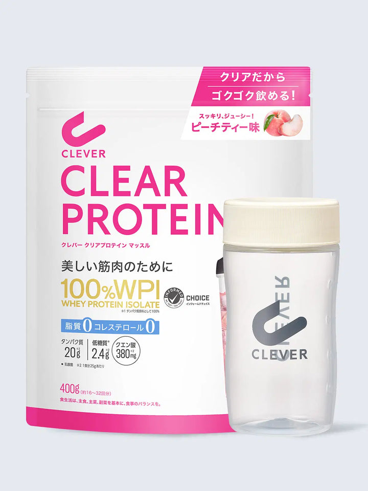 ピーチティー味 400G クリアホエイ プロテイン& シェイカー クレバー