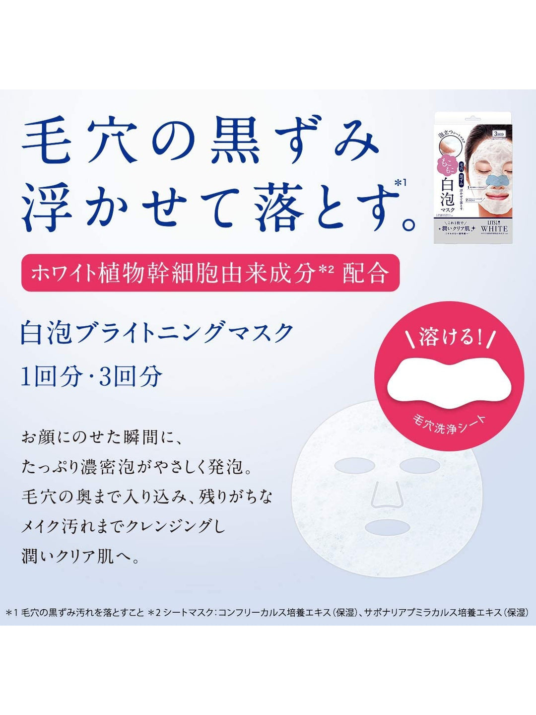 もこもこ白泡マスク [毛穴洗浄シート付き] リッツ ホワイト 1回分